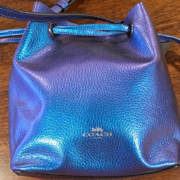 Coach Iridescent Purple and Blue Crossbody Bag, Wallet, Charm, And Dust Bag - Picture 6 of 14